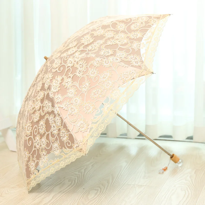 

H3206 two-fold parasol lace vinyl sunscreen UV protection sun umbrella umbrella