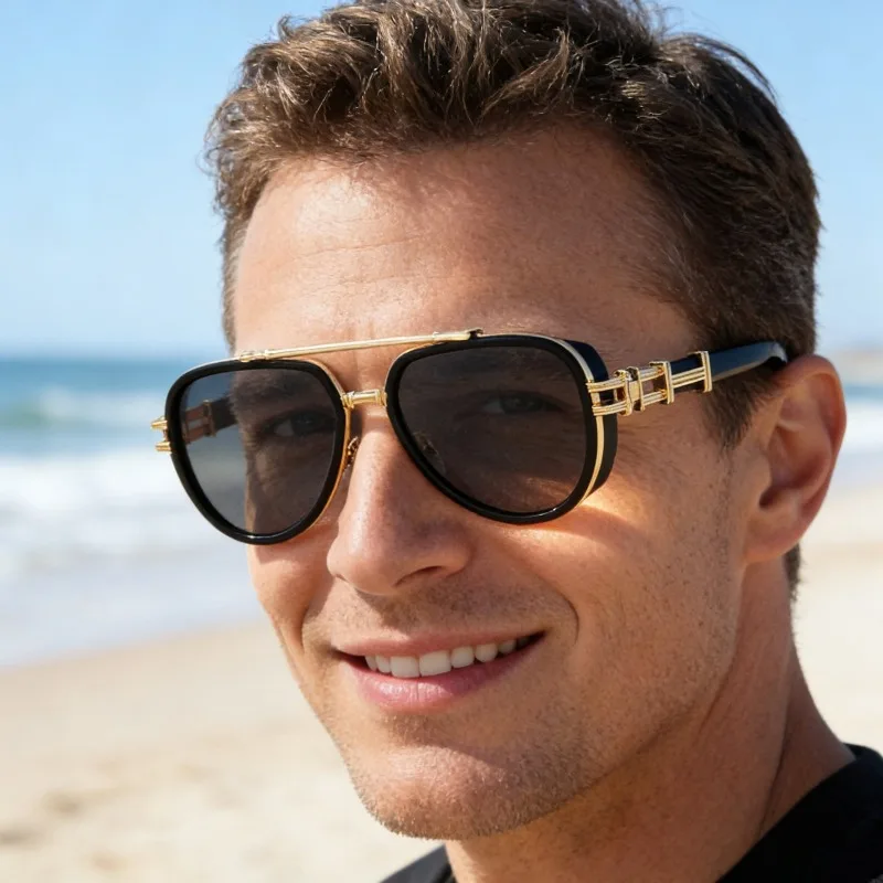 

2026 Brand New Men's Luxury Sunglasses, Premium Brand Design Metal Frame, Steampunk Style Retro Sunglasses for Women Glasses