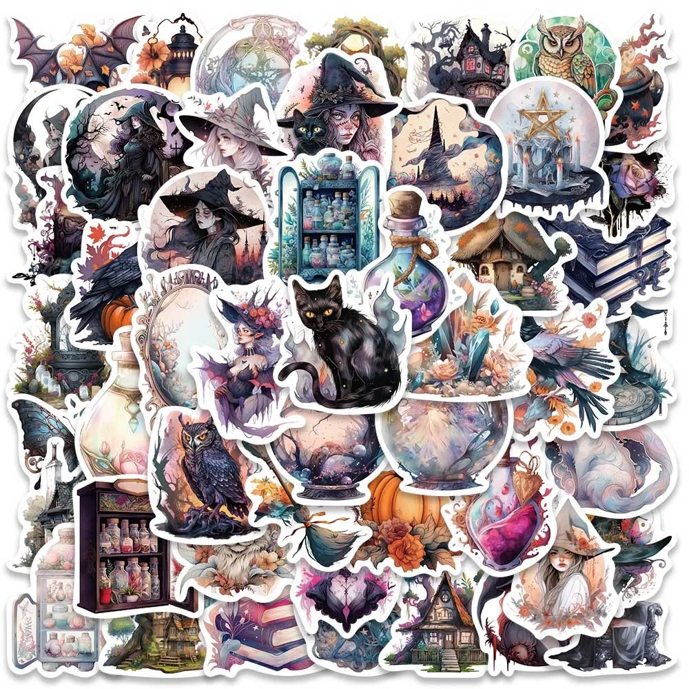 10/30/50PCS Cool Magic Witch Gothic Graffiti Stickers Witchy Anime Decals Toy DIY Scrapbook Notebook Phone Laptop Guitar Luggage