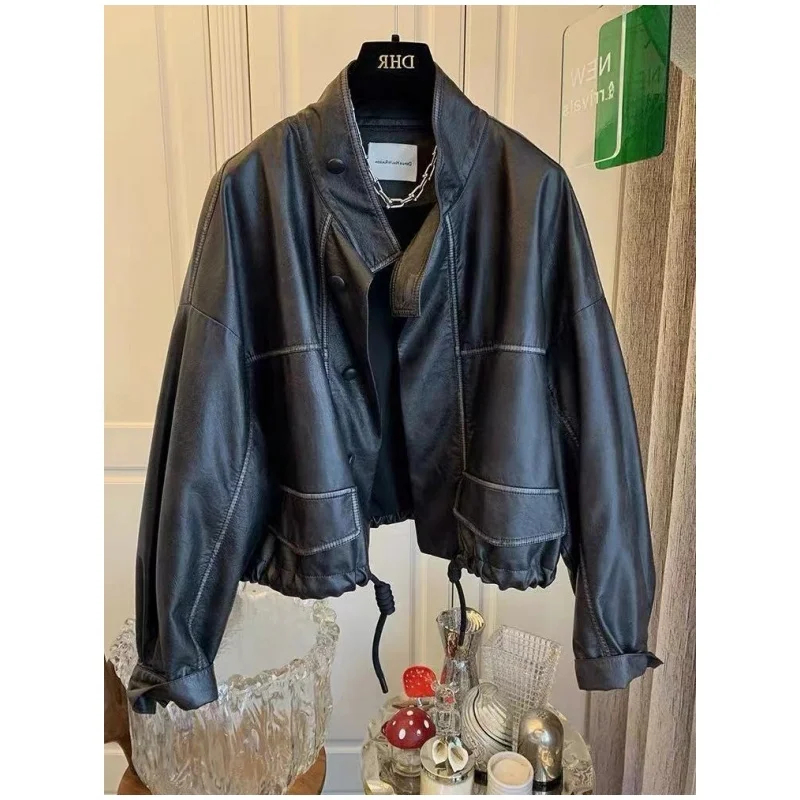 

Мужская повседневная куртка-косуха из искусственной кожи в американском ретро-стиле, большие размеры, осенняя верхняя одежда