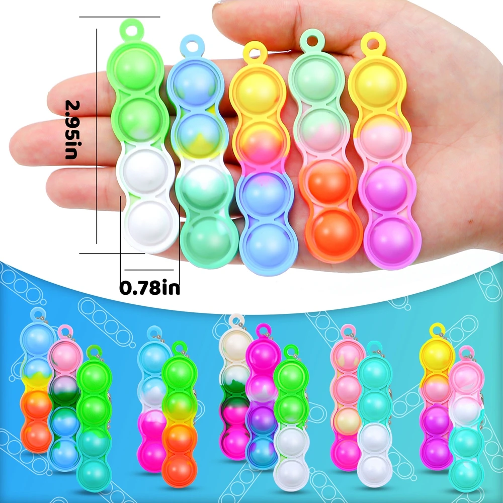 10/30/80PCS for Kids Adult Bulk Pop Keychain Sensory Fidget Toys Bubble Stress Relief Toys Party Favors Classroom Students Gifts