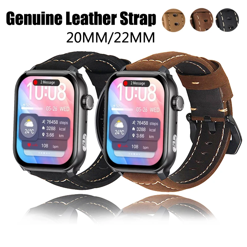 

Quick Release Leather Straps for COLMI P78 Quality Genuine Retro Genuine Leather Band for COLMI P78 Accessories