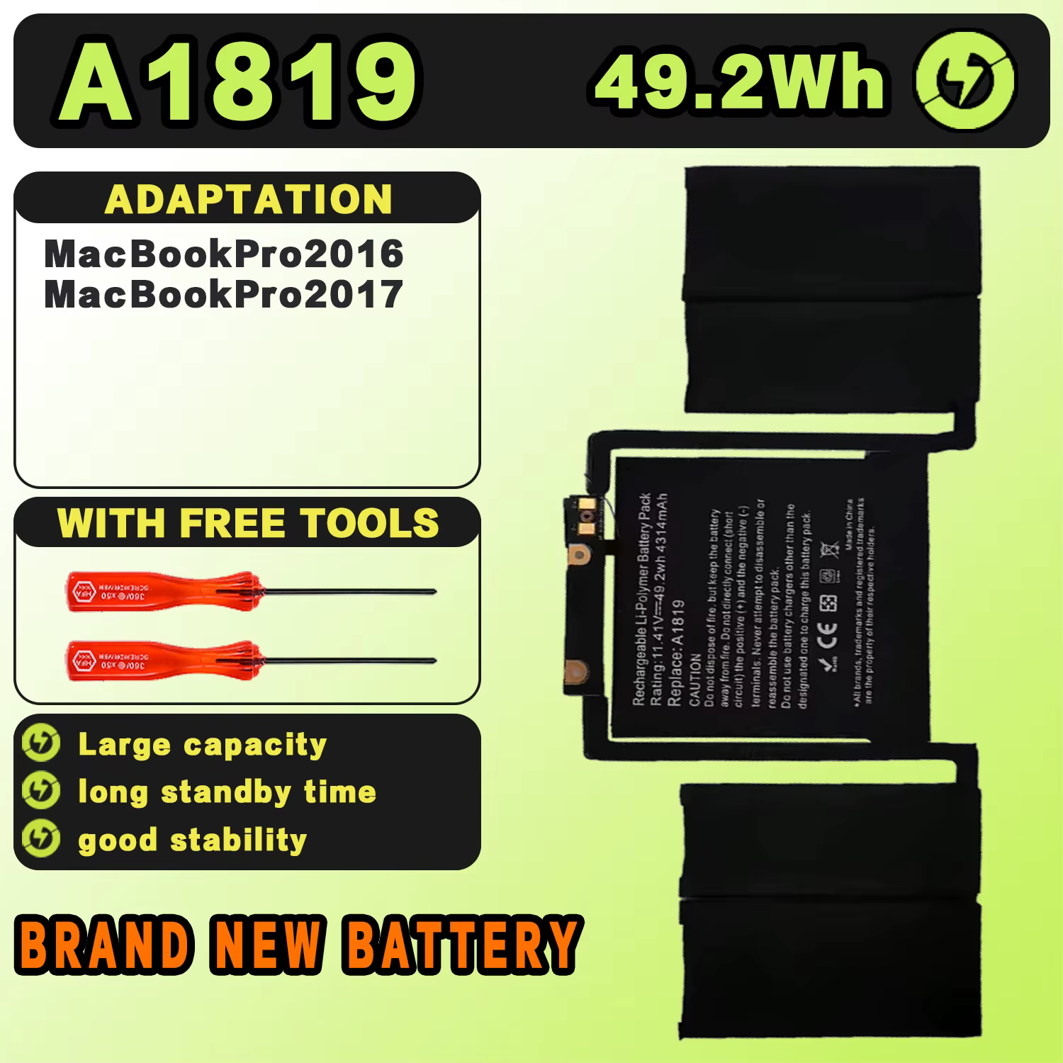 

SAT Laptop Battery For Apple MacBook Pro 13.2" Notebook Smart A1819 A1706 2016 2017 Year 11.41V 4320MAH 49.2WH