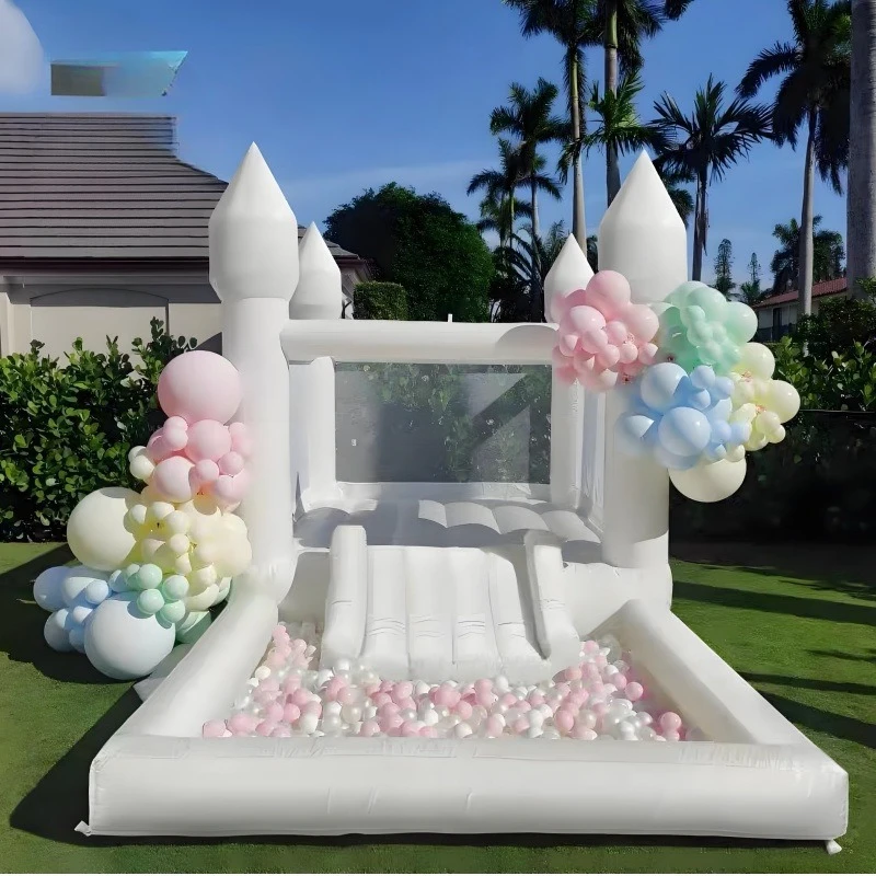 New Inflatable White Jumping Bed Portable Small Castle Jumping Space Bobo Pool Fun Children's Inflatable House