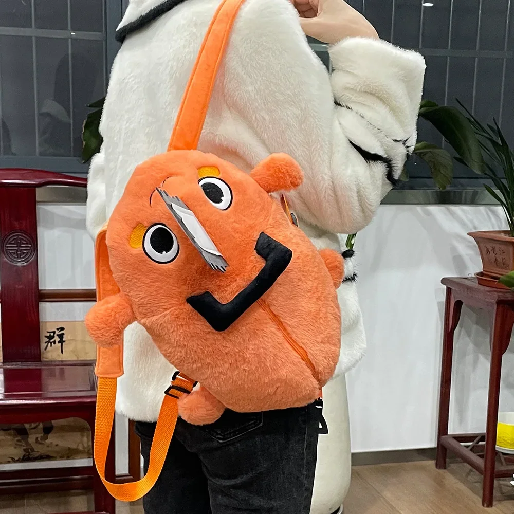 Orange Dog Pochita Plush Backpack Japan Anime Cartoon Orange Dog Shoulderbag Soft Shopping Bag Phone Denji Cosplay Fans Gifts