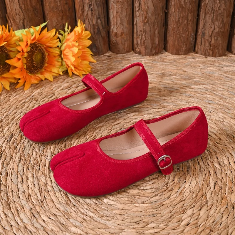 Retro Tabi Ninja Shoes Woman Microfiber Leather Comfy Flats Split Toe Soft Ballet flats Loafers Brief Ladies Trotter Moccas