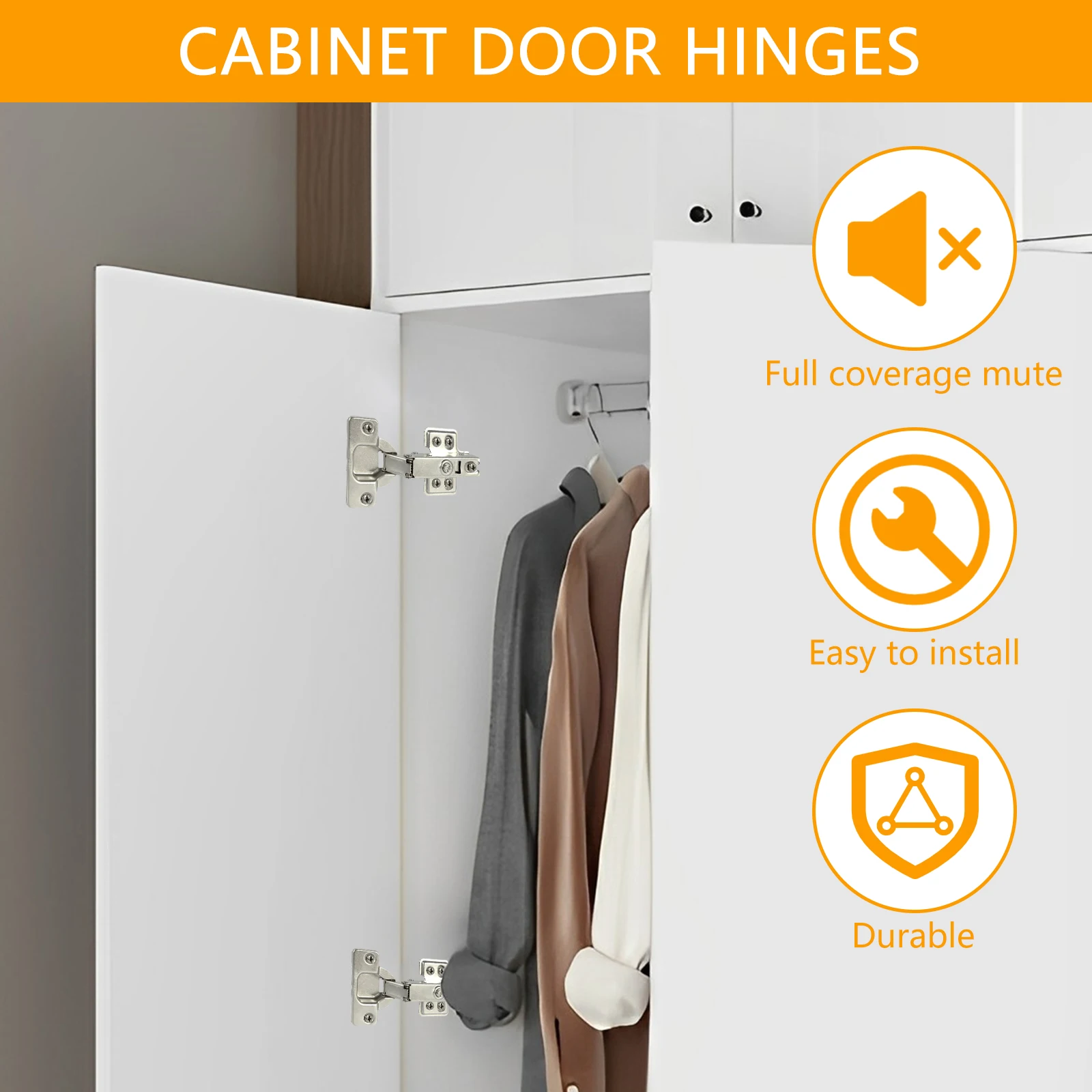 50PCS/10PCS 90-105° Lazy Susan Hinge Full Overlay Concealed for Corner Kitchen Cabinet Replacement Hardware Cupboard Folded Door