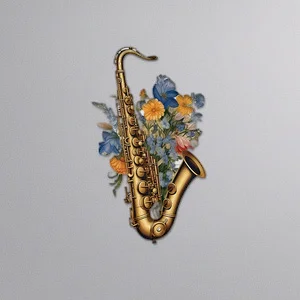 

Creative Metal Saxophone Wall Art With Flowers Iron Musical Instrument Hanging Decor For Living Room Entryway Home Decoration