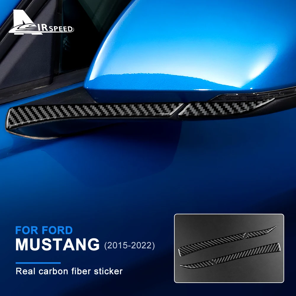 Real Soft Carbon Fiber Sticker For Ford Mustang 2015 2016 2017 2018 2019 2020 2021 2022 Car Rear view Mirror Trim Strips