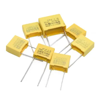 100 Uds 275VAC X2 condensador de seguridad 275V 10mm 15mm 22,5mm 27,5mm 0,022UF 0,047UF 0,1UF 0,22UF 0,47UF 0,68UF 1UF película de polipropileno