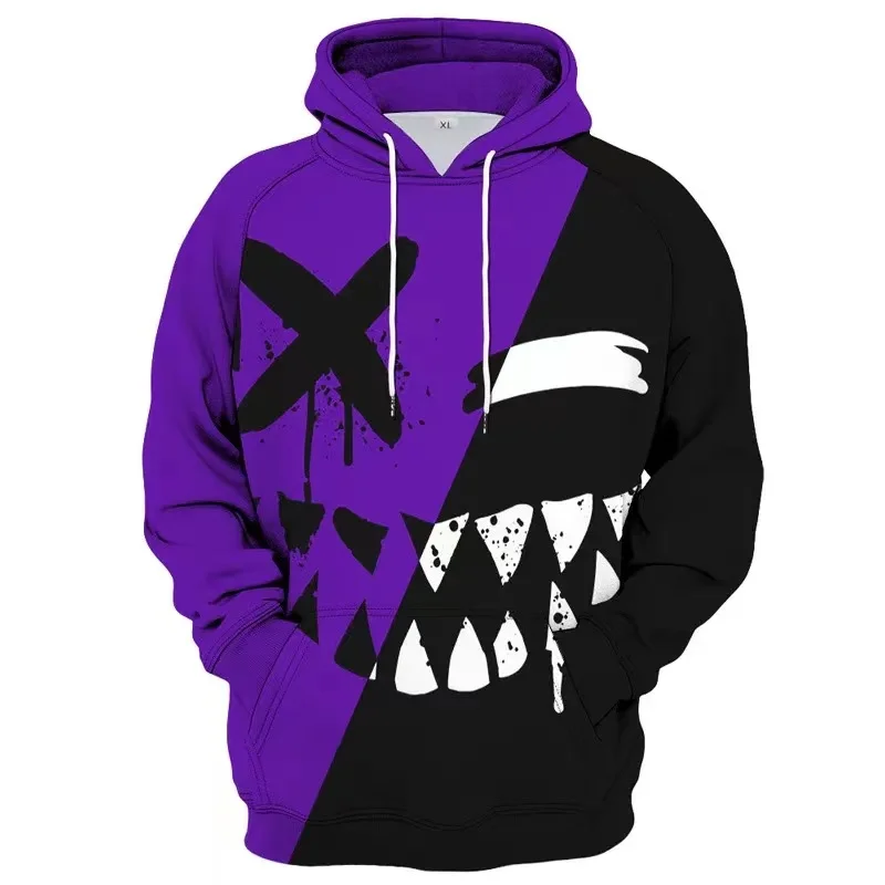 XOXO Pattern Fashion Devil Smiling Face 3D Printing Hoodie Men\'s Casual Funny Pullover Hip Hop Autumn New