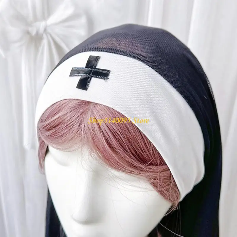 DXAE Nun Headband Caps Nun Hat para mulheres adultas Cosplay Halloween Costume Headpiece