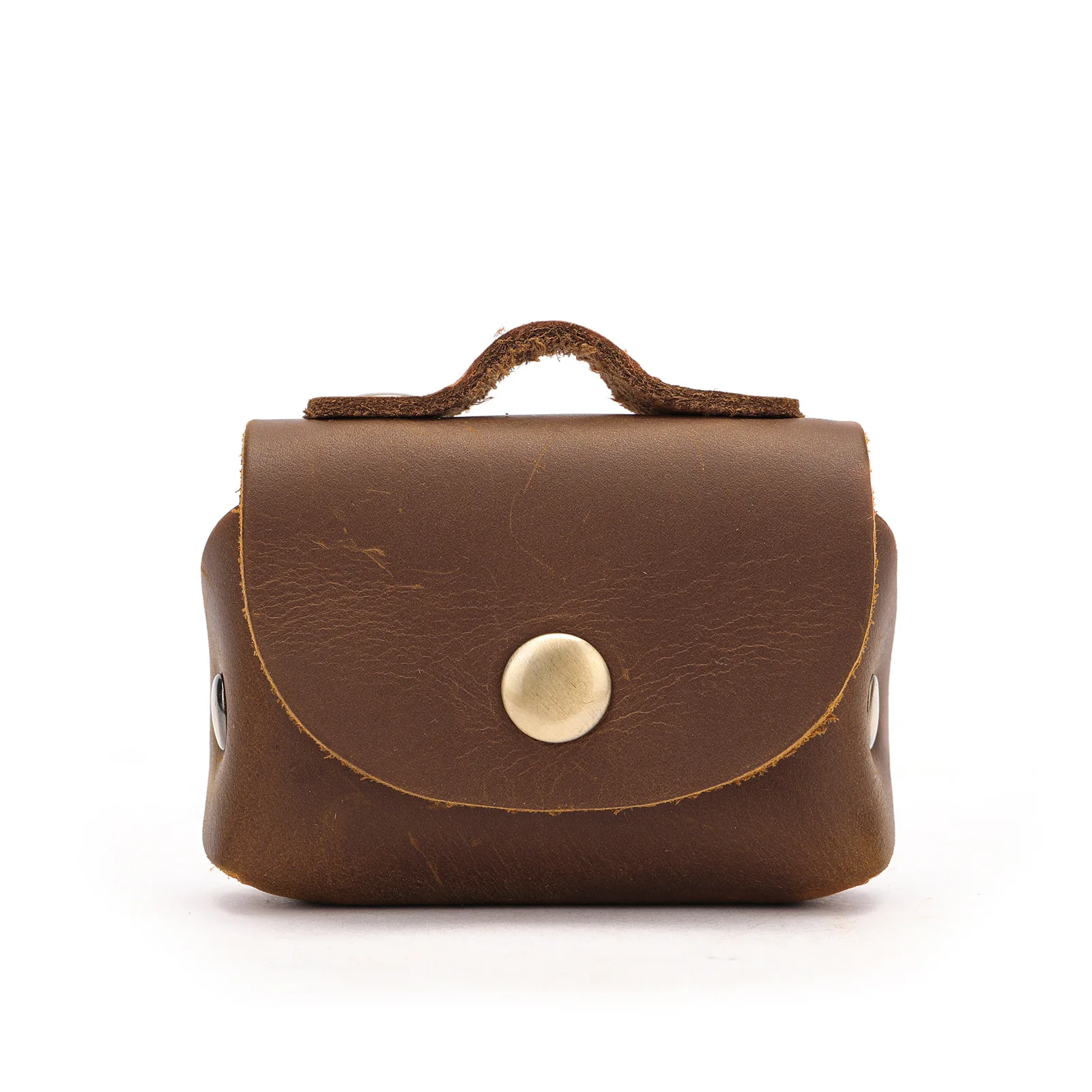 محفظة صغيرة محمولة للعملات المعدنية من الجلد الطبيعي حقيبة تخزين كلاسيكية ومحفظة مفاتيح رائعة للنساء والرجال