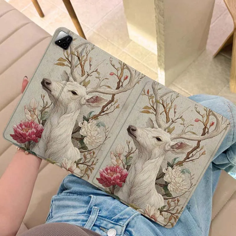

Cartoon Deer Bird Flowers For Xiaomi Redmi Pad 2 7 8 6 6S 5 4 SE Pro 8.8 11 8.7 11.2 12.4 Ultra Plus Max Tablet Case