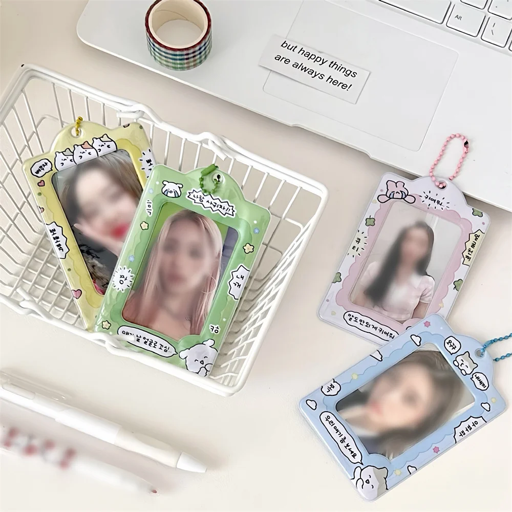 Cartoon Star Idol Card Holder Mini 3 Inches Sweet Photo Album Korea Fashion Student Id Card Sleeves With Keychain