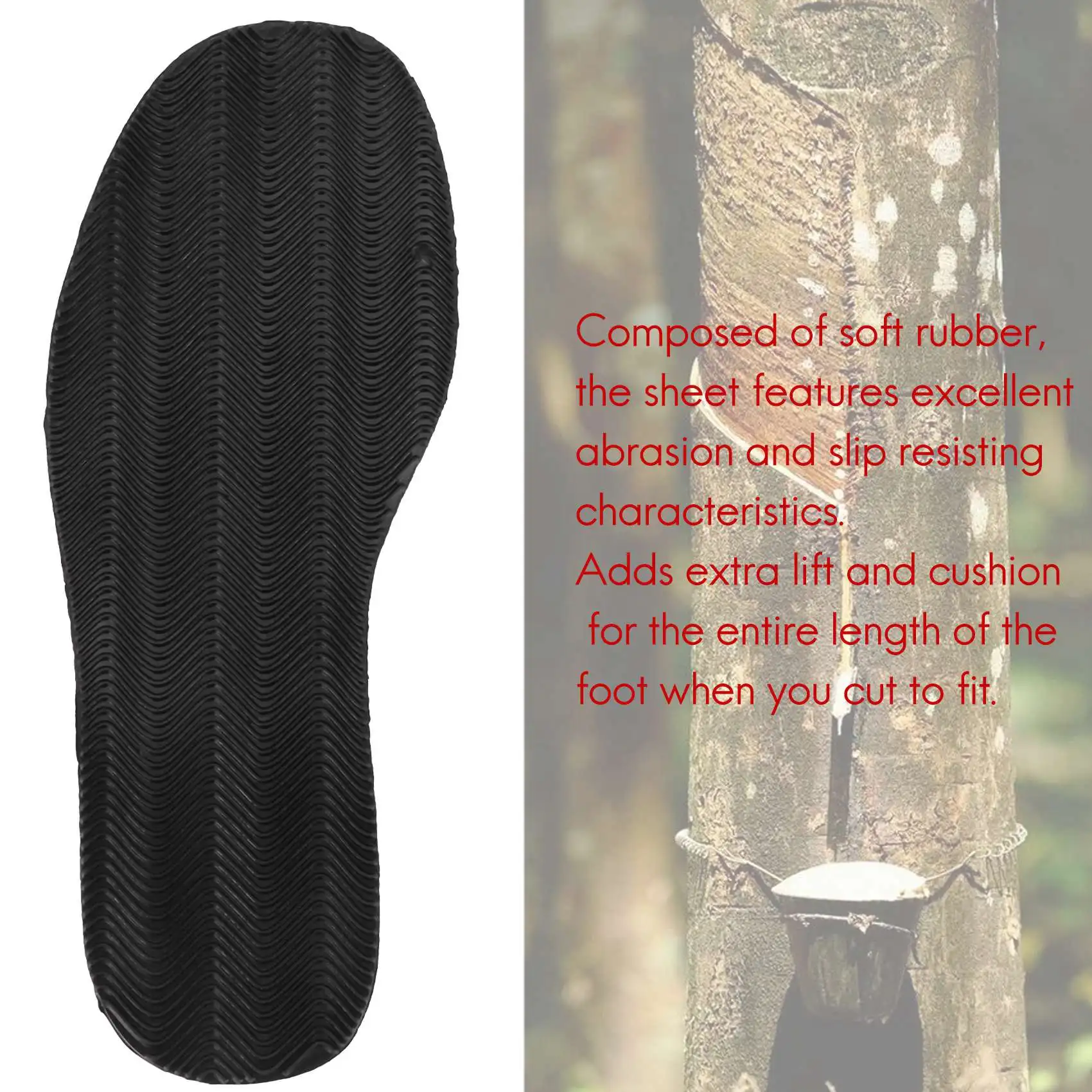 1 Pair DIY Stick On Full Soles Heel Palm Shoe Repair Anti-Slip Grip-rubber Pads - 29X11.5X0.2Cm