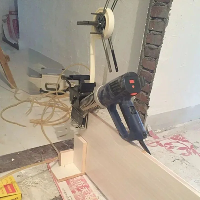 MT985 Portable Edge Bander Machine - Manual Woodworking Tool for Straight and Curve Edge Banding with Trimme and Aligner