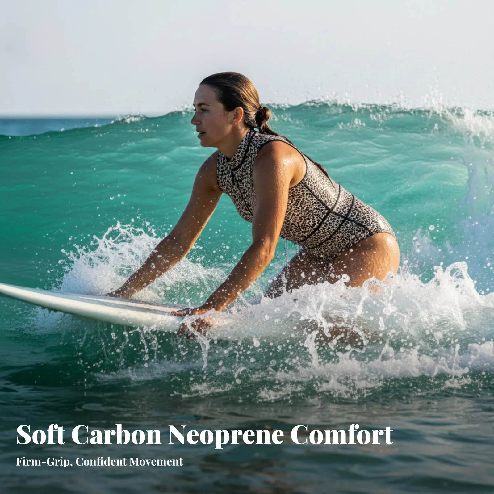 

Women's Spotted Print Surfing Wetsuit, 1.5mm Chloroprene Neoprene, Bikini Cut, Sleeveless, For Water Sports