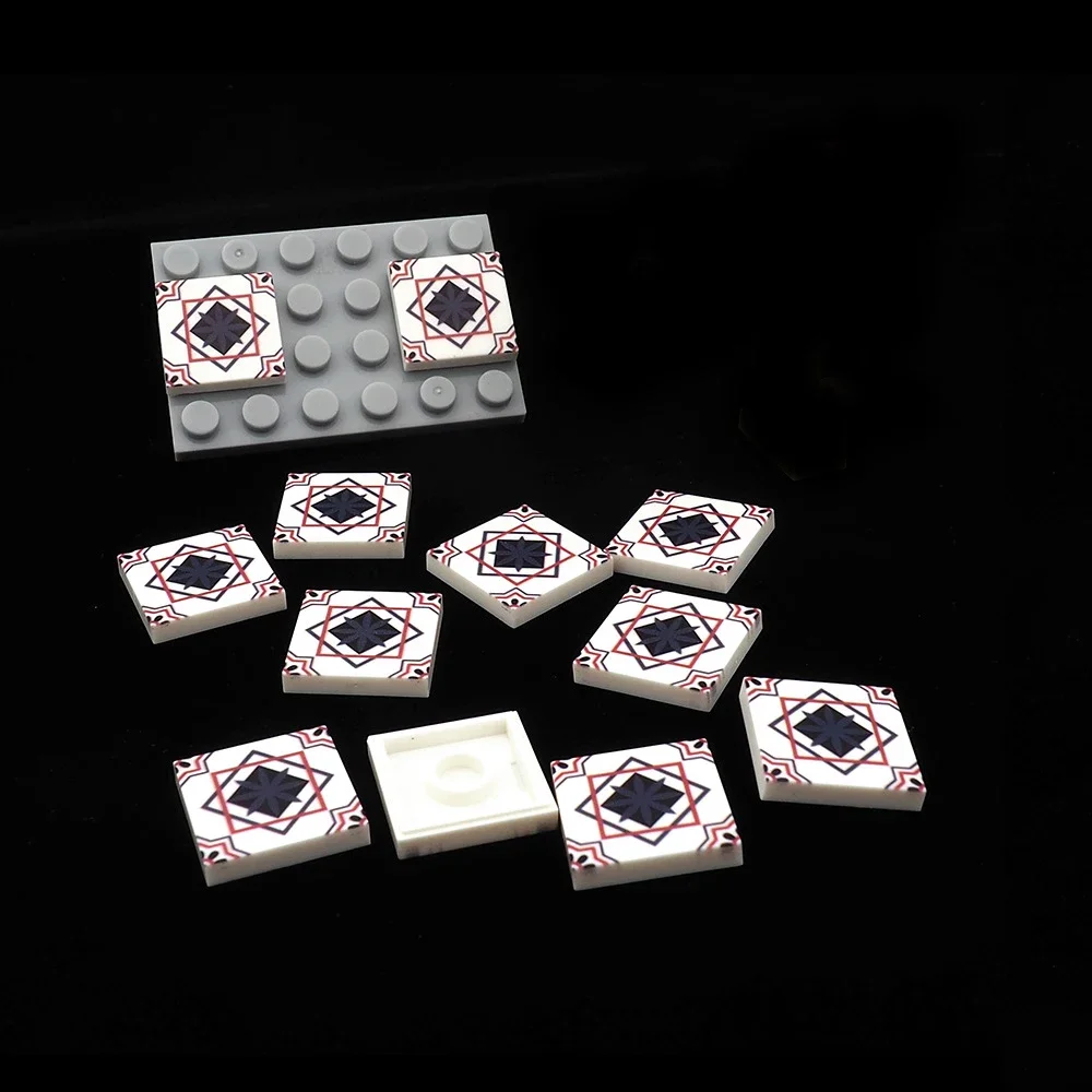MOC 10 Uds 3068 2x2 azulejos suelo tablero impreso ladrillos reemplazables bloques de construcción con estampado juguete adultos niños regalos de vacaciones