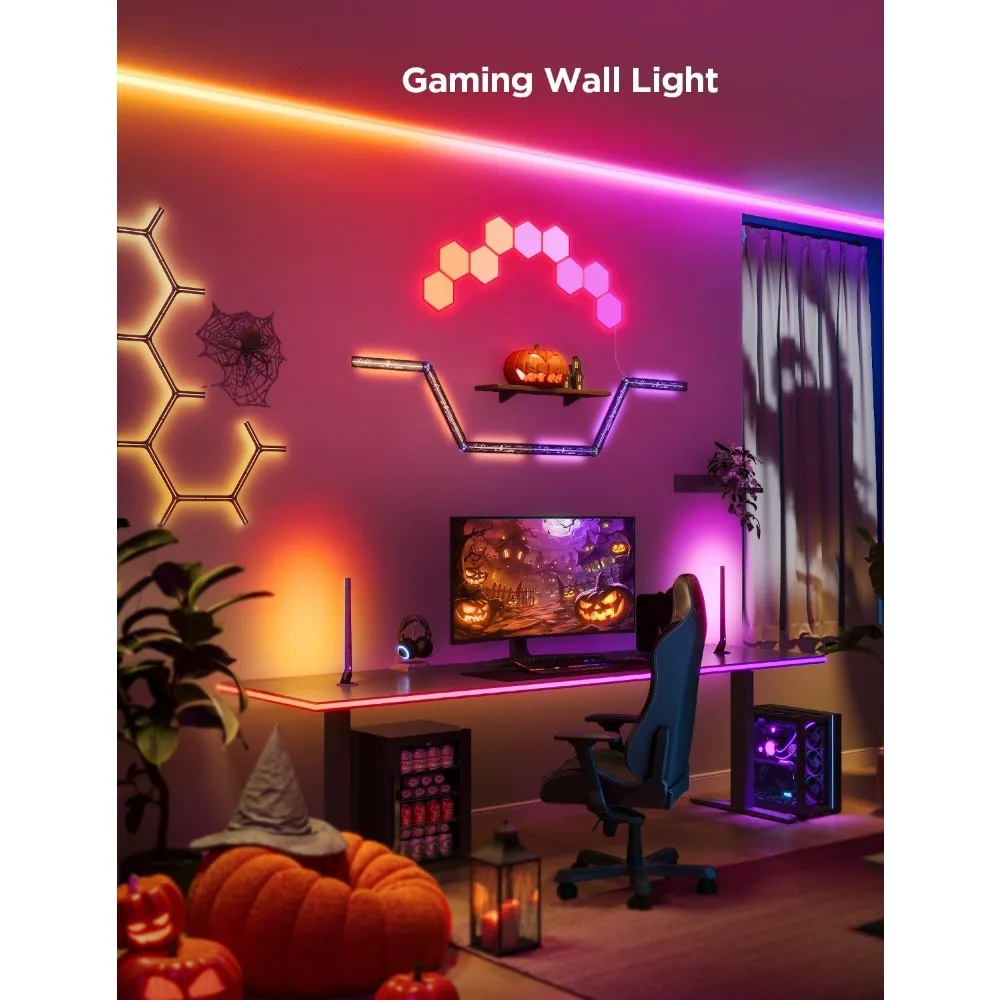 

Gaming Wall Light, RGBIC Glide Wall Light, Work with Matter, Alexa and Google Assistant, DIY Customized LED Wall Lighting