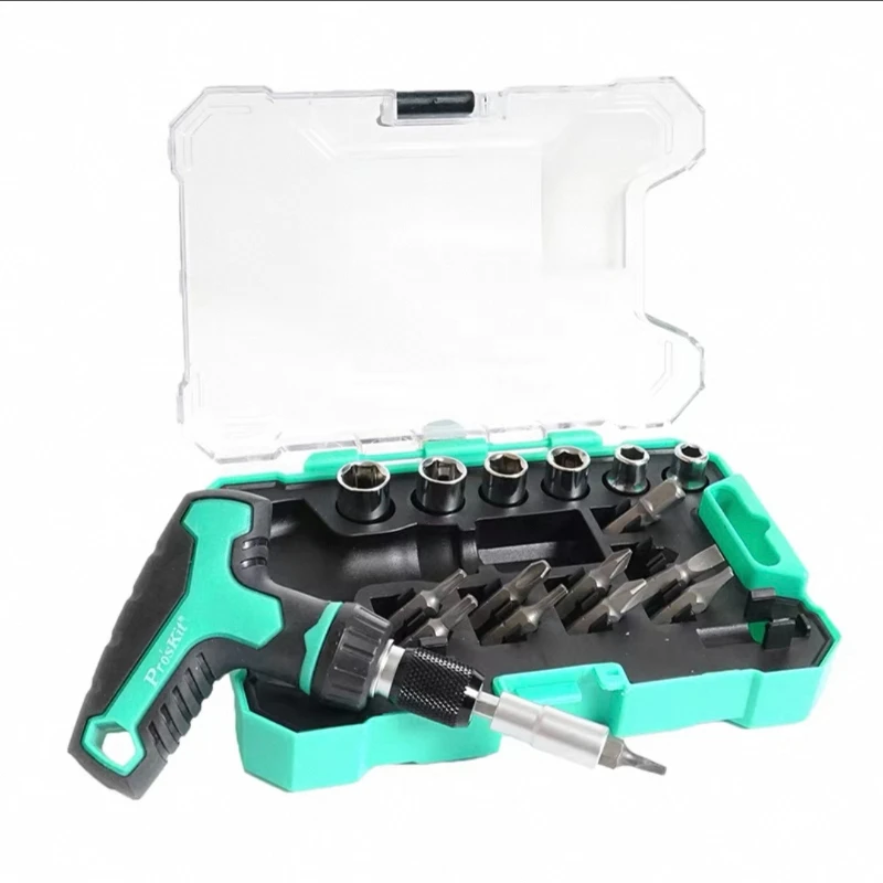 Professional Baogong 18 in 1 T Handle Mini Ratchet Set with Slotted Phillips Torx Sockets SD 2320M High Quality Durable Tools