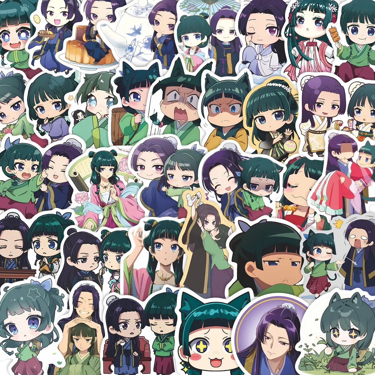 55 autocollants Anime Maomao Apothecary Diaries, décalcomanies Jinshi, autocollants décoratifs de dessins animés pour ordinateur portable, téléphone, voiture, jouets pour enfants