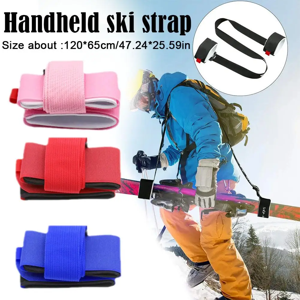 Tongkat Ski tali pegangan bulu mata tangan bahu nilon dapat disesuaikan tas Ski Hook Loop melindungi untuk Ski Snowb W7j8