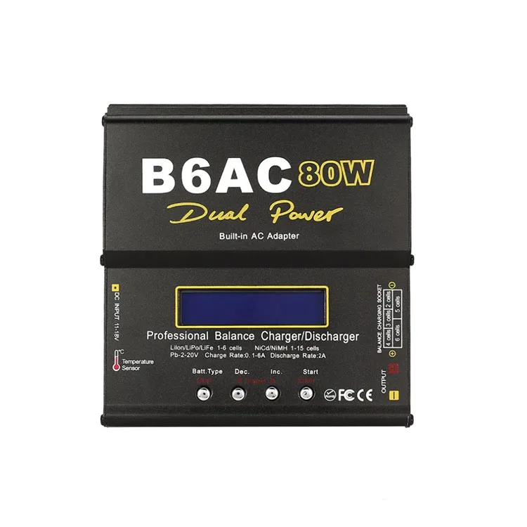 

IMAX B6AC 80W 6A Черное зарядное устройство Dual Power Lipo NiMh Li-ion Ni-Cd AC/DC RC Balance Charge Discharger для RC Car Drone Battery
