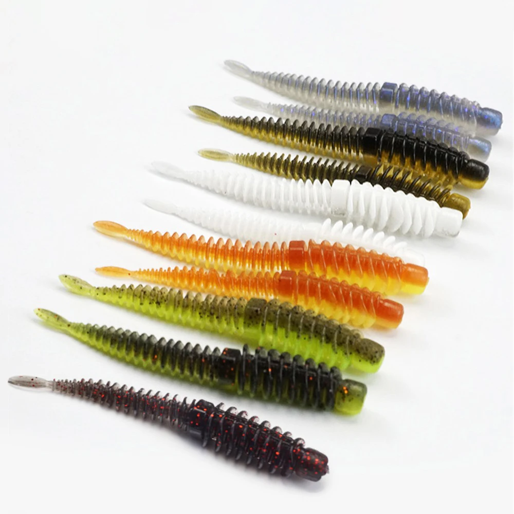 10PCS Soft Bait 75mm 85mm Fishing Lures Worms TPE Soft Lures Suitable for Bass Fishing Texas Rigs Carolina Rigs Neko Rigs