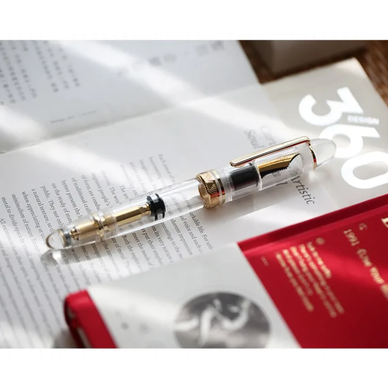 MAJOHN P140 Large Transparent Demonstration Pen No. 8, 40 Pen Tip, Hard Rubber Pen Tongue, Copper Piston Ink Absorption