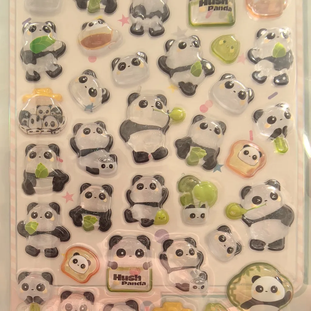 2 Pcs 3D Panda Fun Stickers Set - Cute Transparent Decor Decals for Journals & Phone Cases RecordingYourLife Store