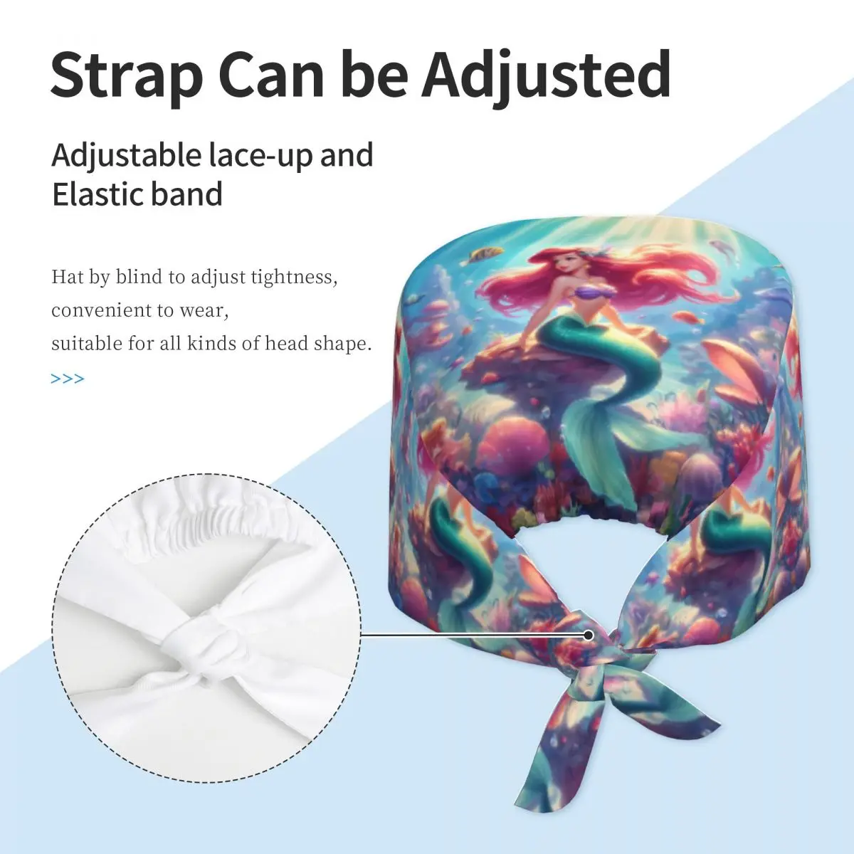 Рабочая шапочка для уборки Русалочки на заказ, удобная женская классическая шапочка-скраб в стиле аниме, хирургическая шапка, шапка для медсестры, шапка для медсестры