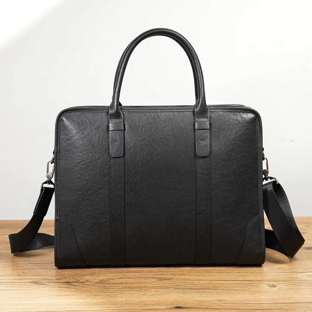 حقيبة ساعي أصلية جديدة حقيبة يد جلدية حقيبة أعمال طبقة علوية من جلد البقر للرجال حقيبة كمبيوتر محمول كروس بكتف واحد