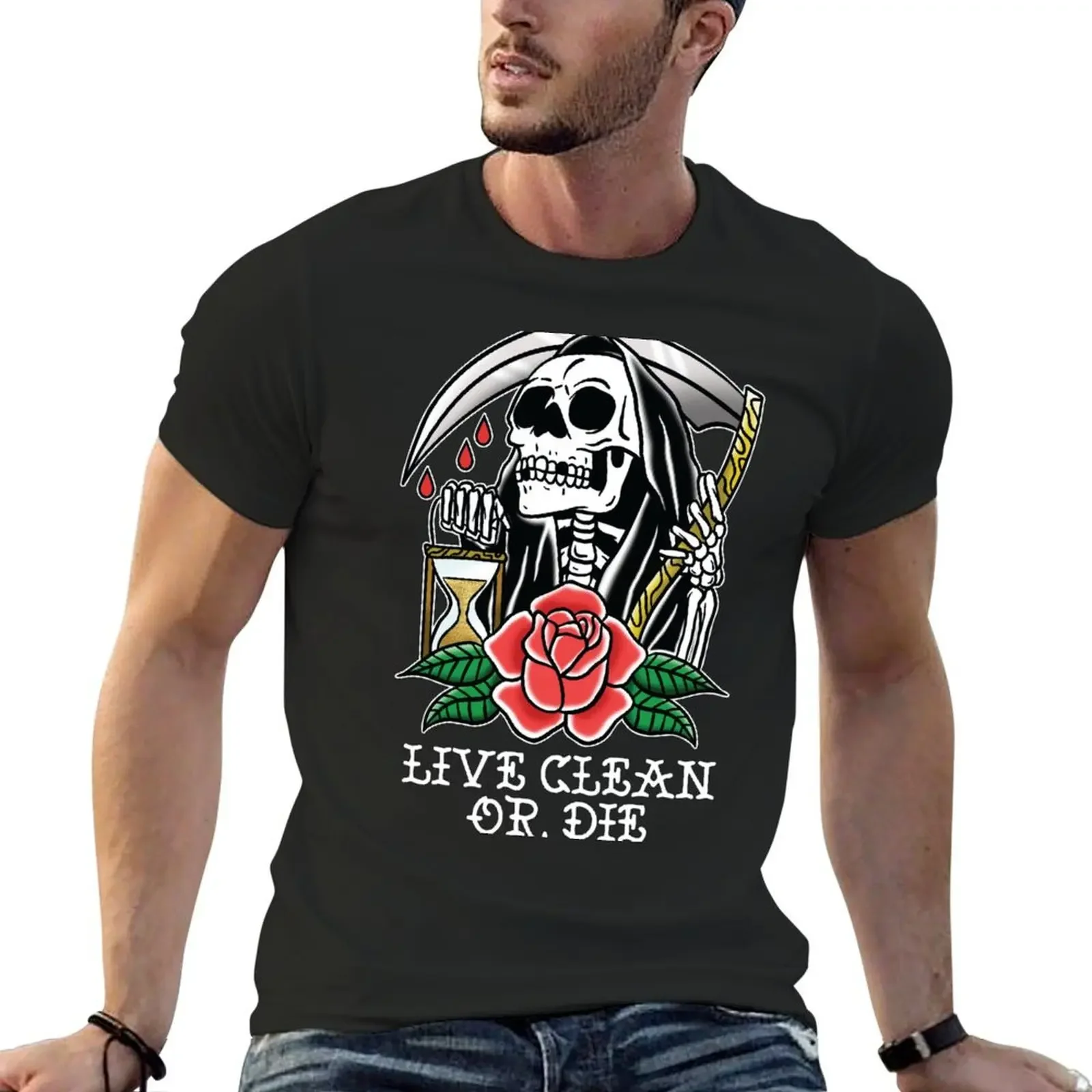 

Live Clean Or Die AA NA Recovery T-Shirt man clothes aesthetic clothes oversized t shirt designer t shirt men