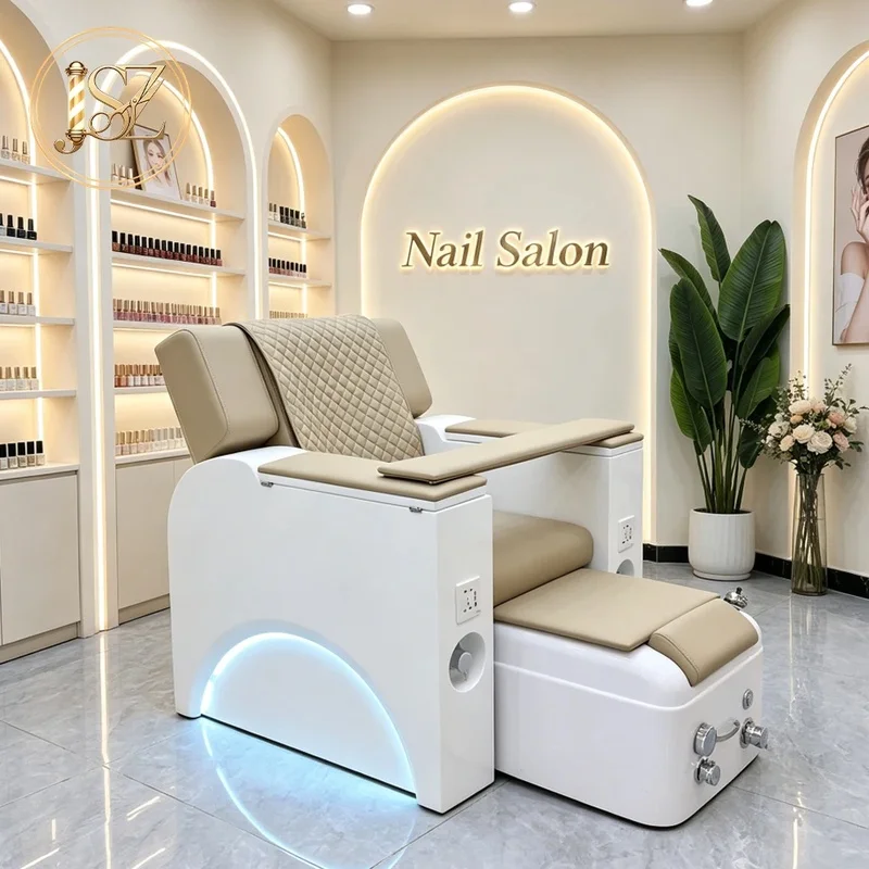 Custom Color Luxury Massage Electric Reclining Whirlpool Adjustable Pedicure Chair with Led Light for Nail Salon Spa
