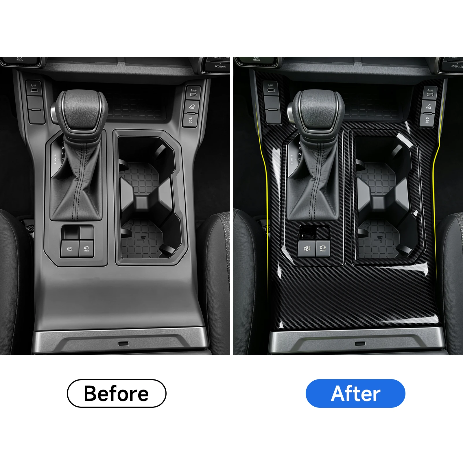 3pcs ABS Carbon Fiber Sticker. Car Console Gear Shift Panel. For Toyota RAV4 LE SE XLE Premium XSE Woodland 2026-2030 Trim.