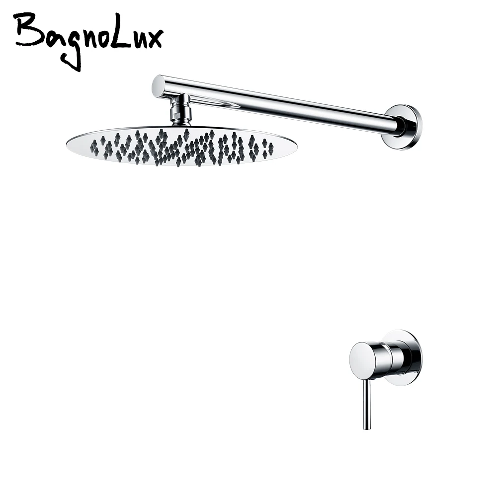 

Bathroom Faucet Polished Chrome Shower Set Wall Mounted 8/10/12 Inch Rainfall Mixer Shower Head With Sedal Cartridge Shower Tap