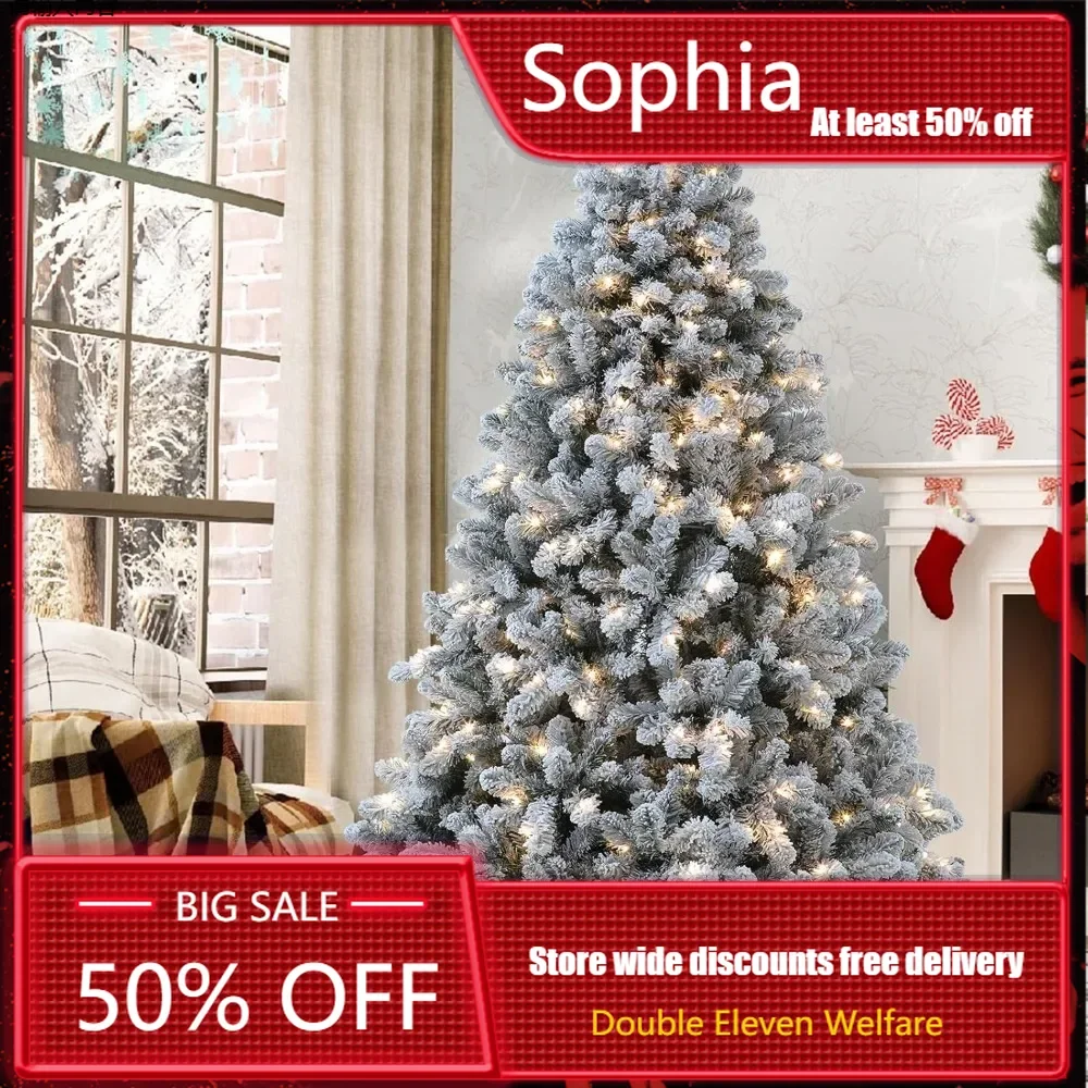 Covering Spruce Artificial Christmas Tree, 9-foot Pre Installed Christmas Tree with Lights, 10 Functions, 650 Lights Christmas