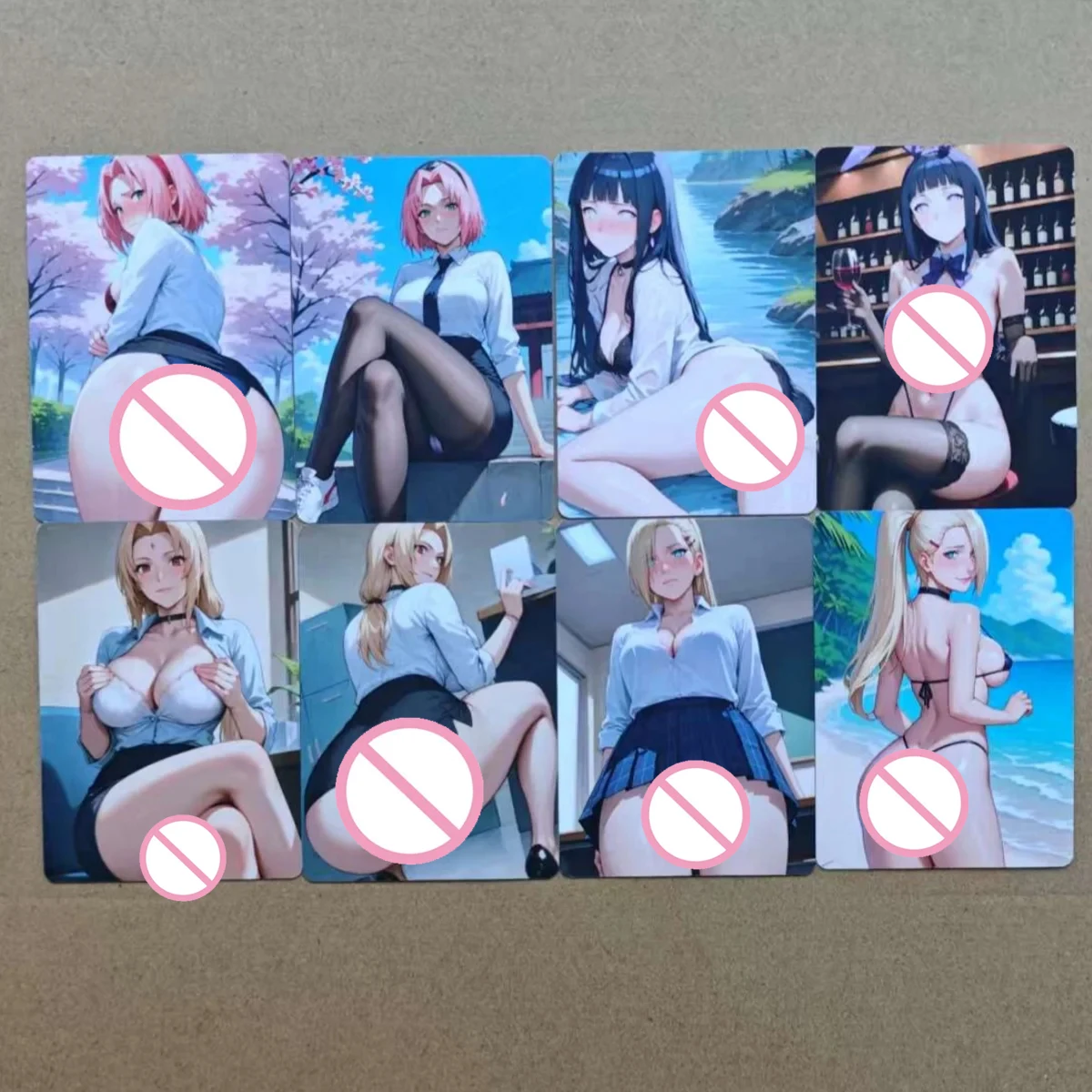 8 قطعة/المجموعة مزدوجة الجانب مثير بطاقة تسونادي كوشينا اوزوماكي هيناتا اينو ساكورا جميلة الفتيات بطاقات الرسوم المتحركة جمع بطاقة 18 + #3