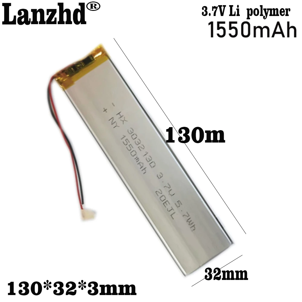 3032130 3.7V 1550mAh litowo-polimerowe ogniwa akumulator lipo do świateł LED Bluetooth klawiatura wideorejestrator samochodowy