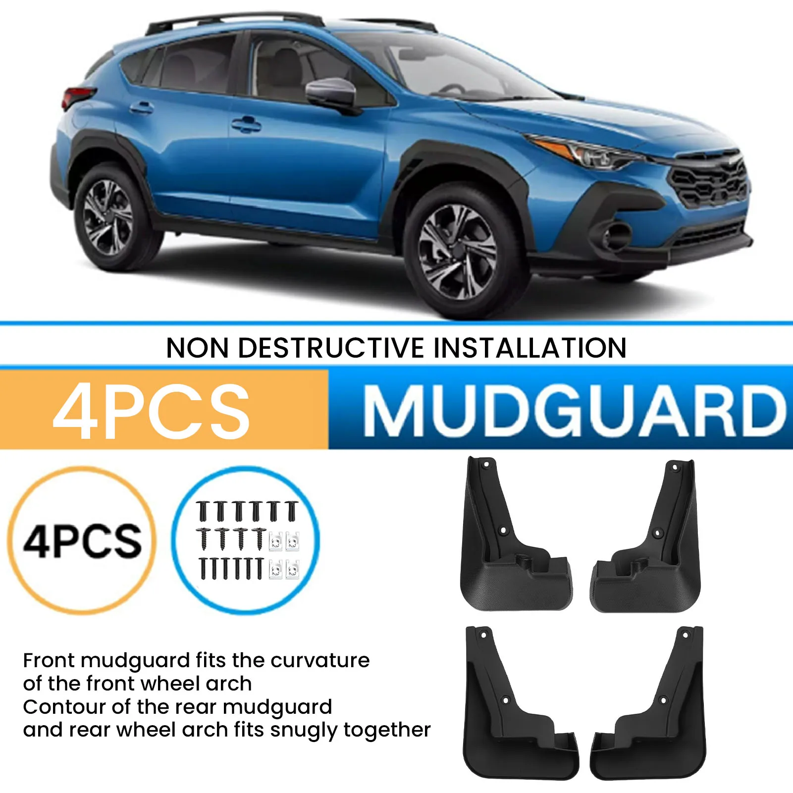 4Pcs Automotive Front Rear Mud Flaps Splash Guards Set for Subaru Crosstrek 2024-2026 Car Fender Mudguard Protection Accessories