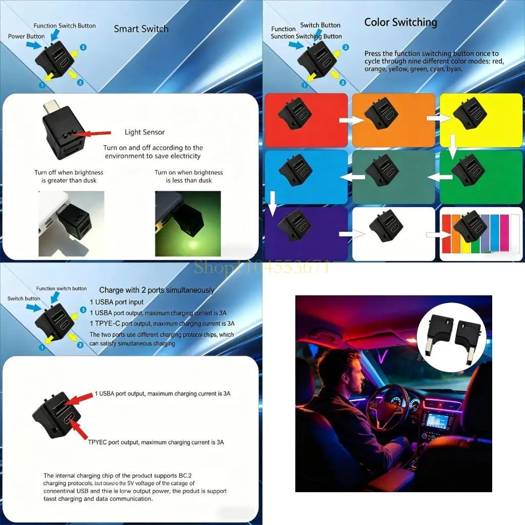Best Seller USB A To A Light Manager With Physical Button For LED cables And Installations