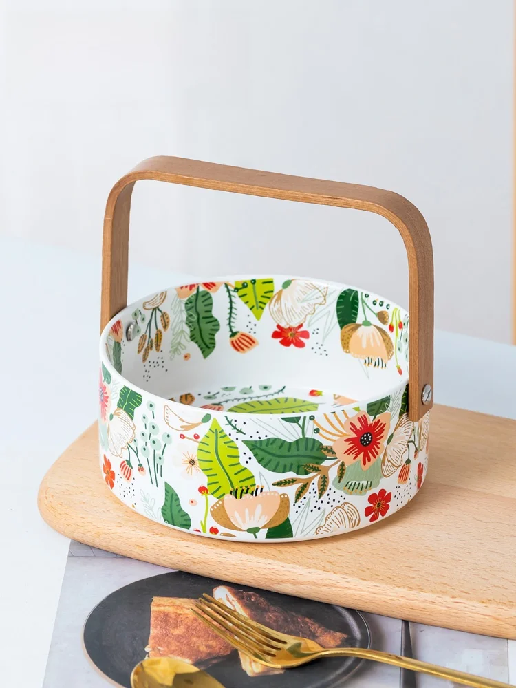 

Creative Cerc Fruit Salad Bowl Handheld Seven-Color Cloud Flower Instant Noodles Bowl High Aesthetic Dining Utensils Bowl