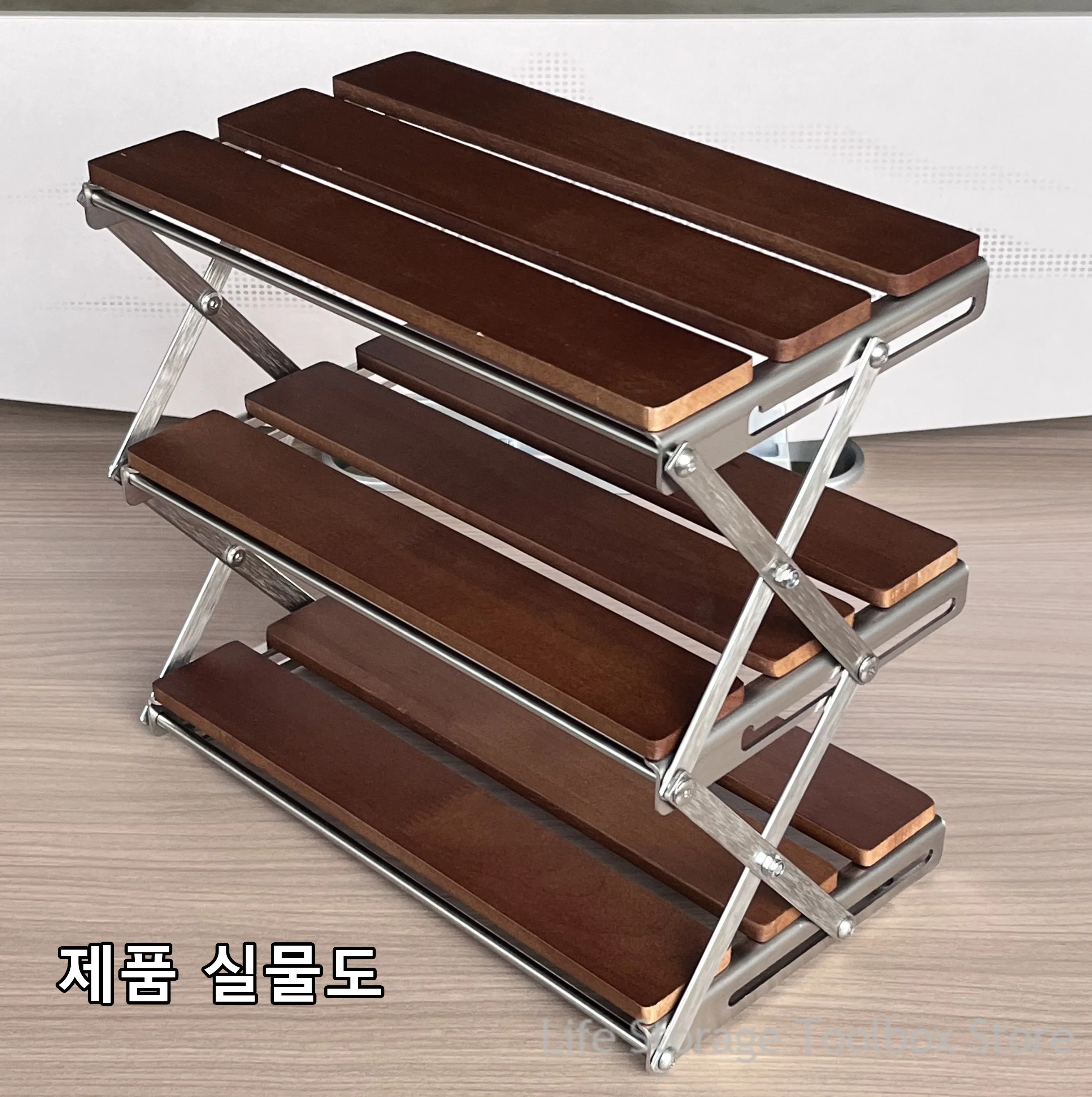 Outdoor Camping Rack Portable Folding Table Easy To Carry Foldable Picnic Camping Barbecue Three-tier Rack Coffee Tables