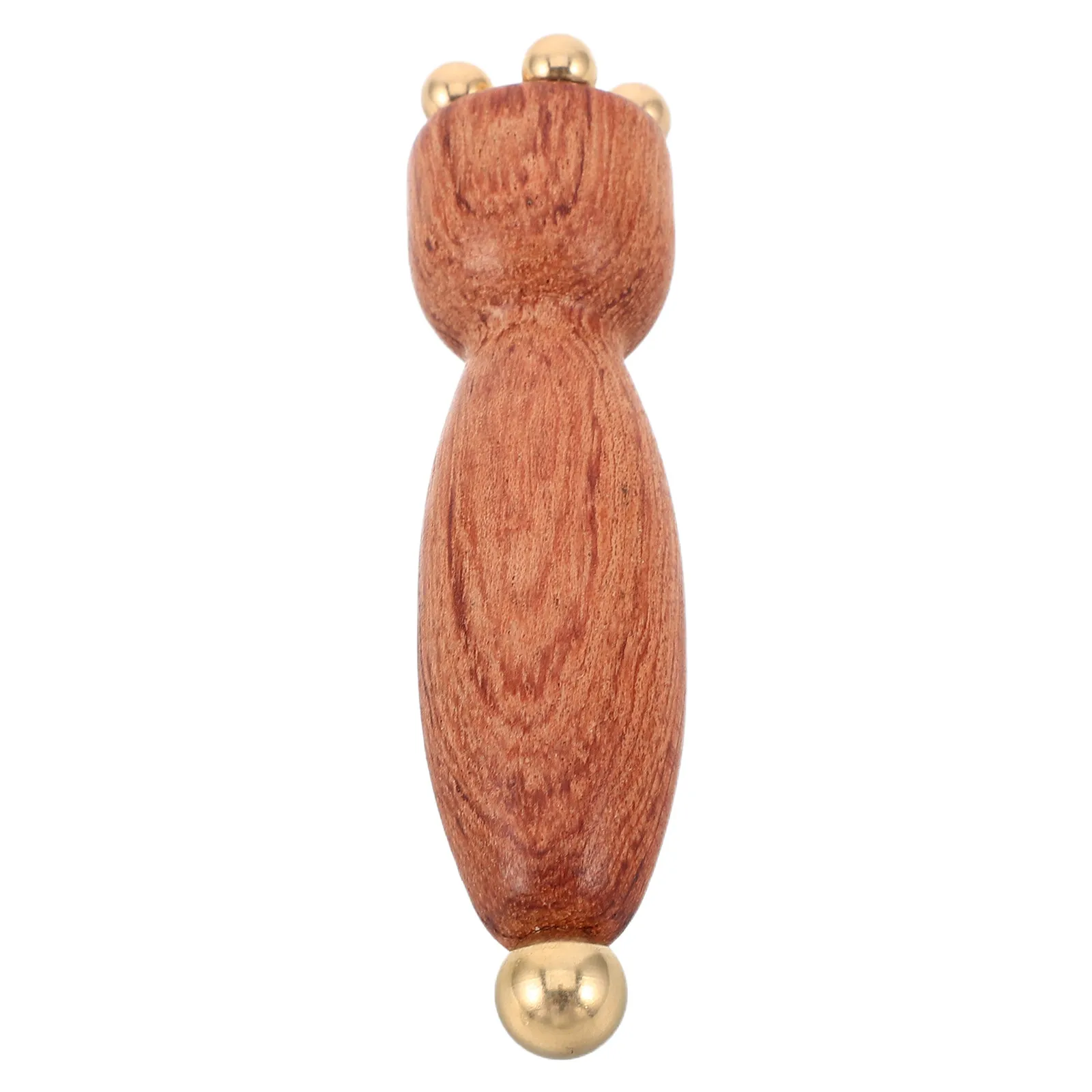 Wooden Eye Roller Massager Wood Copper Beads Under Eye Massage Tool Mini Lotus Pod Shape Facial Roller Spa Face view 3
