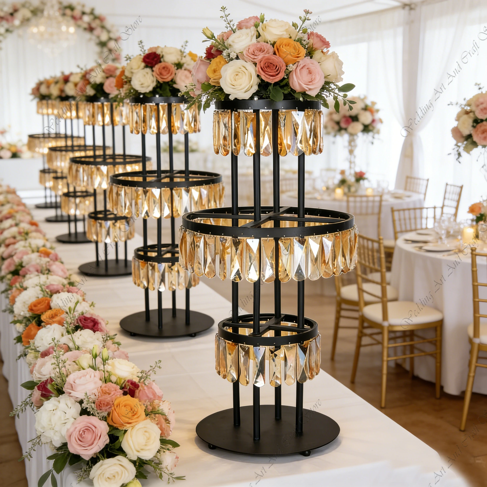 10pcs f30 85-125cm Wedding Props Crystal Ice Bar Table Flower Stand Desktop Black Ornaments for Wedding Hall Stage Decor ivy781