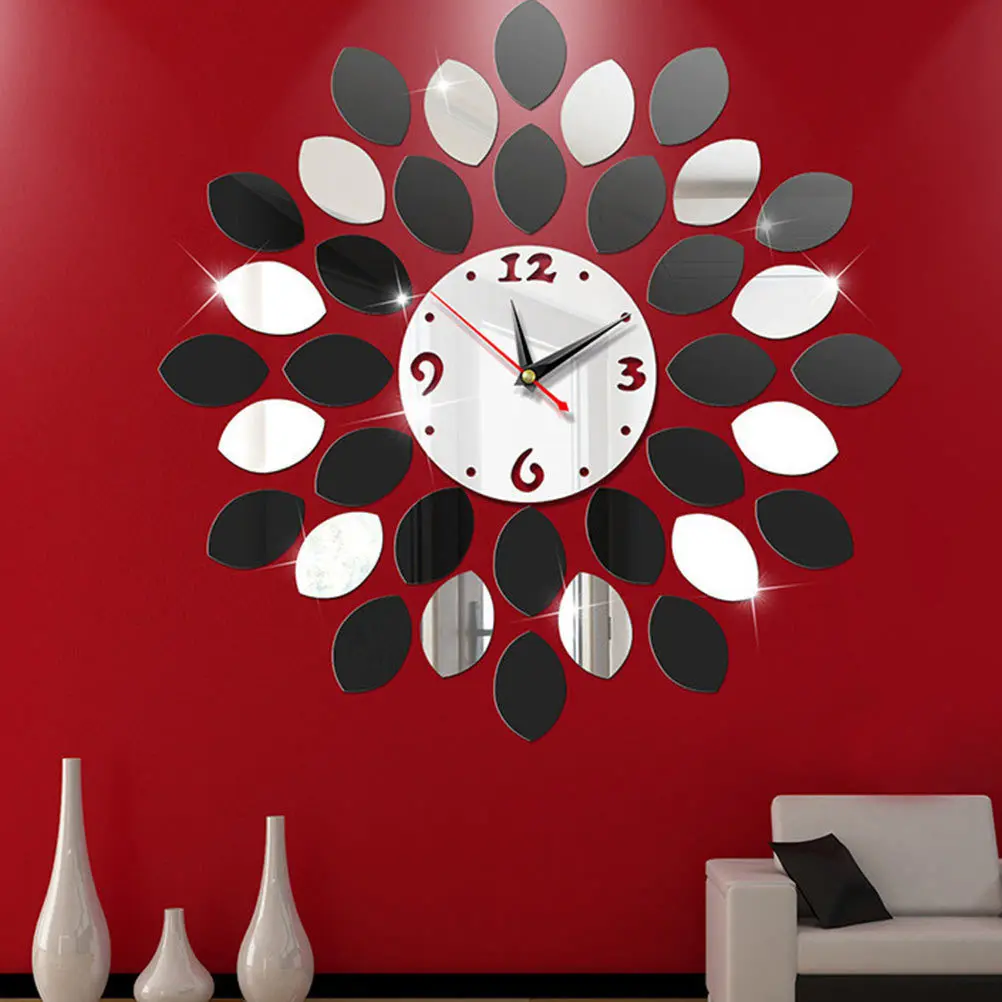

1pc 3D Wall Sticker Clock Crystal Clear Mirror Design For Living Room Bedroom Kitchen Modern Style Plastic Mute Wall Clock
