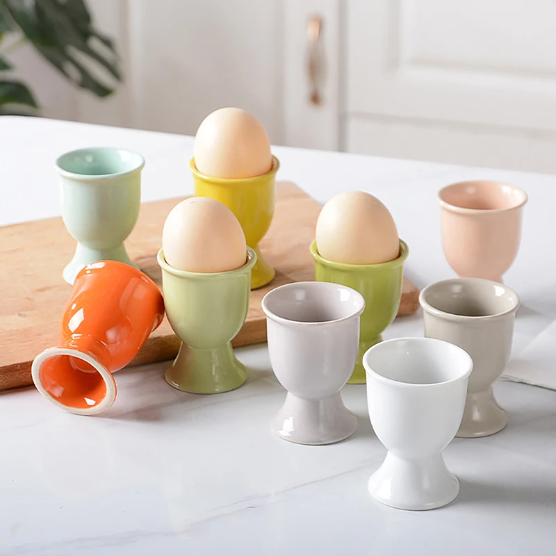 Ceramic Egg Cup Holders Candy Color Creative Serving Cups For Kitchen Egg Holder Cup Breakfast Banquet Eggs Supplies image 3