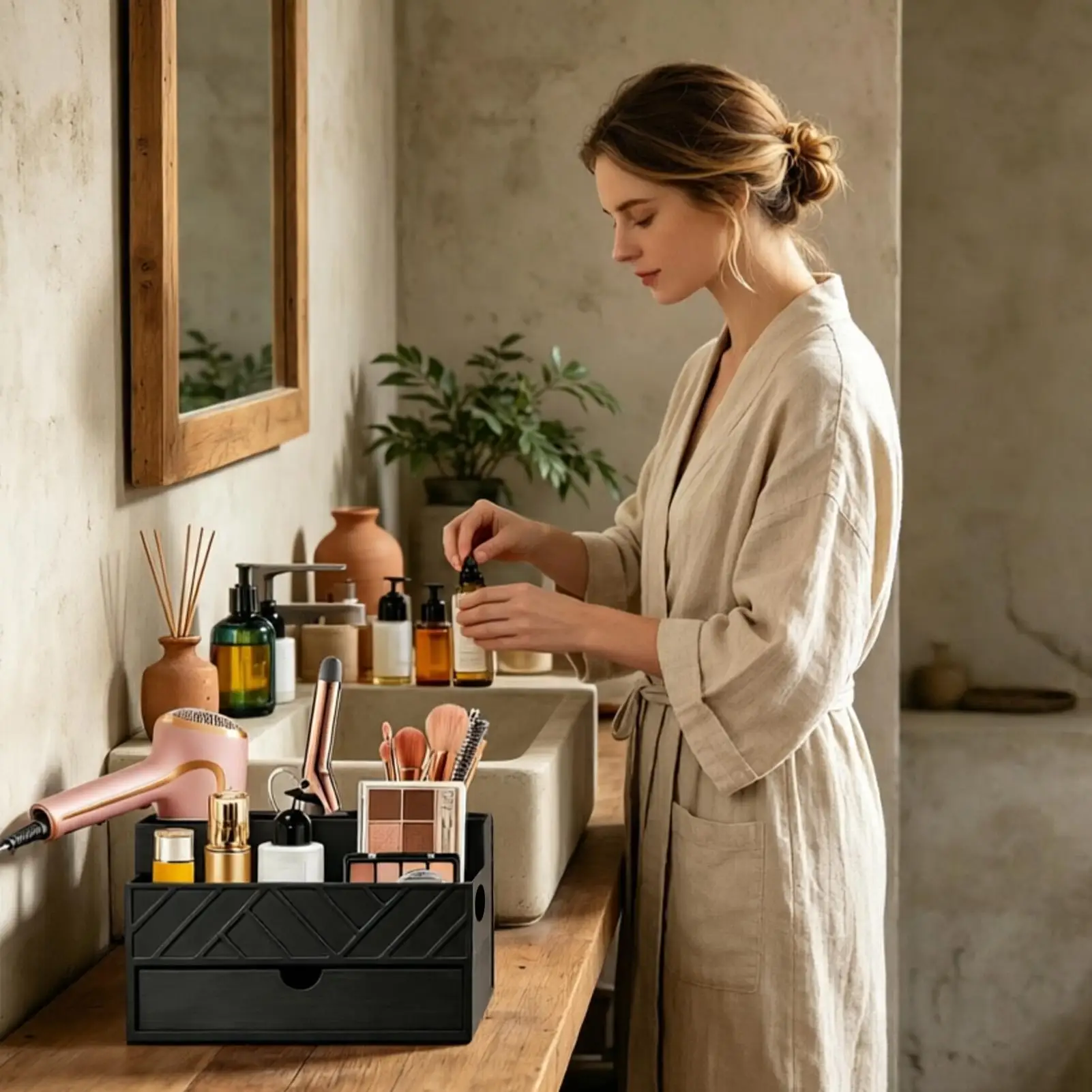 hair-dryer-stand-with-removable-cups-wire-holes-bathroom-storage-hair-dryer-organizer-coffee-pod-holder-for-brush-straightener