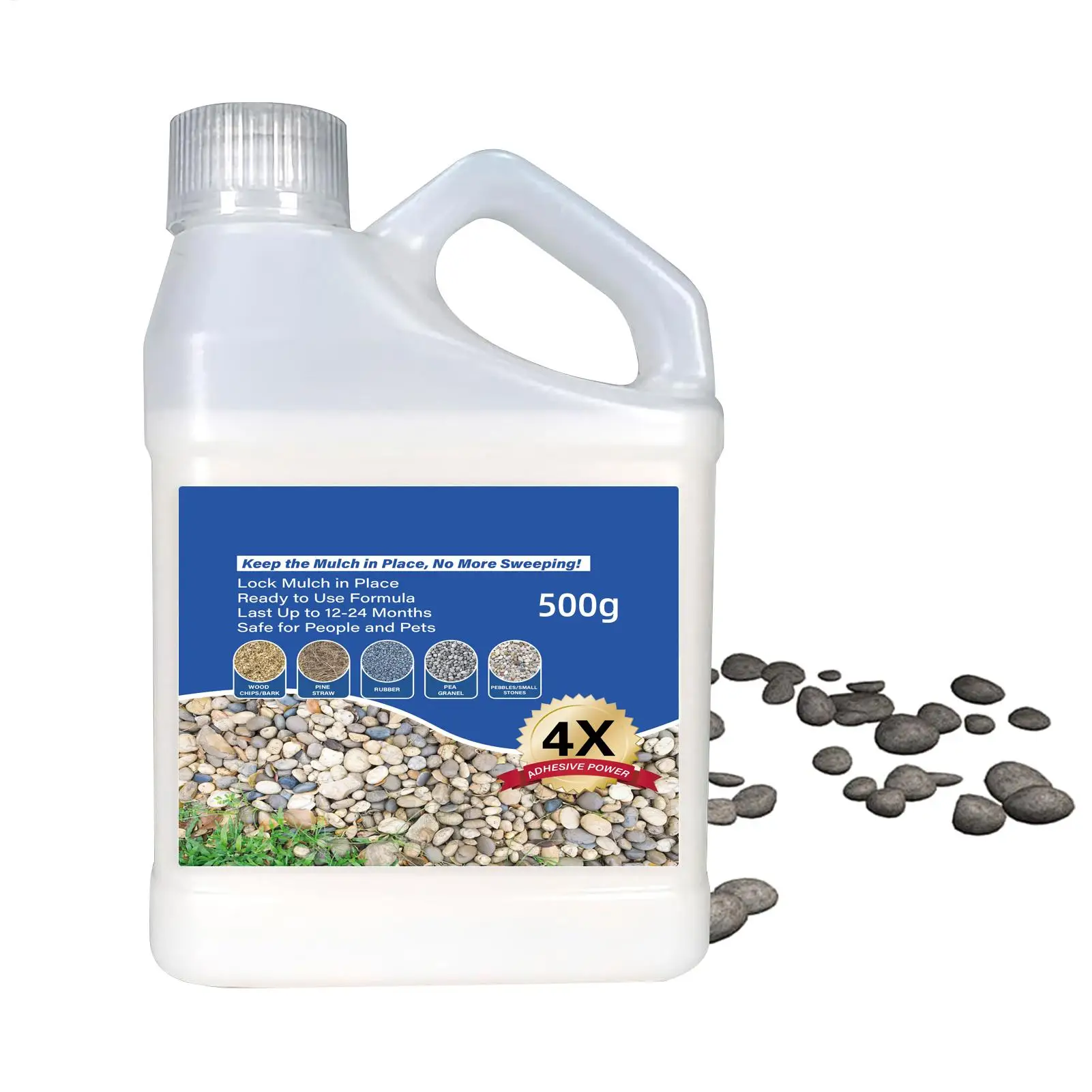 Rock Glue | Ground Coverage Glue for Rocks | Strong Safe Binder Adhesive 500g for Stone Coverage Patios Yards Kids Walkways Driv